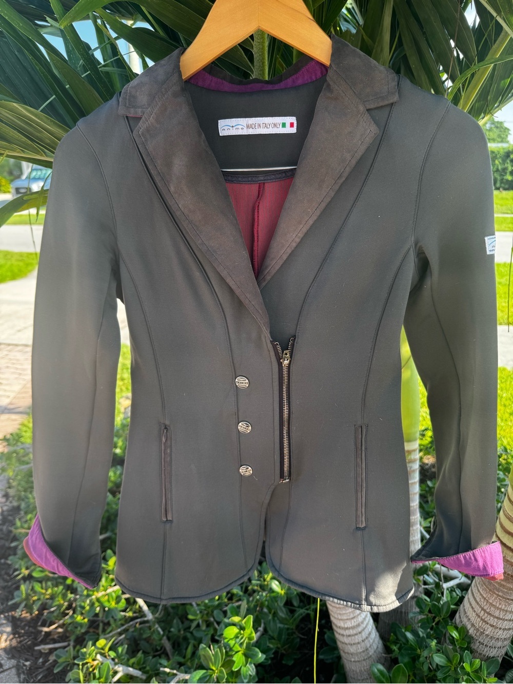Animo Italia Women’s Equestrian Show Jacket - Grey/Purple - IT 40 / US 4